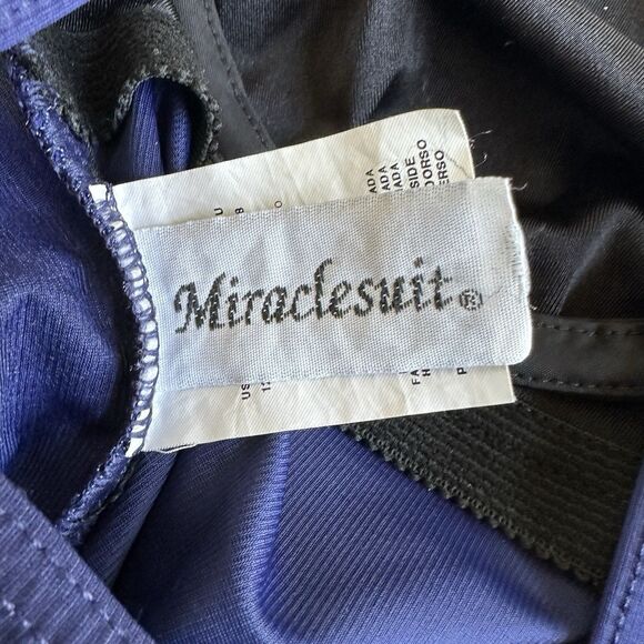 Miraclesuit Square Neck Navy Blue Tie Dye Shimmer One Piece Swimsuit Size 12 - Picture 5 of 6